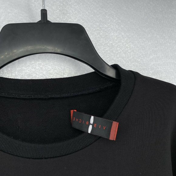 Vie + Riche Men’s Medium Black Graphic Logo Long Sleeve Crewneck Sweater - Picture 4 of 9